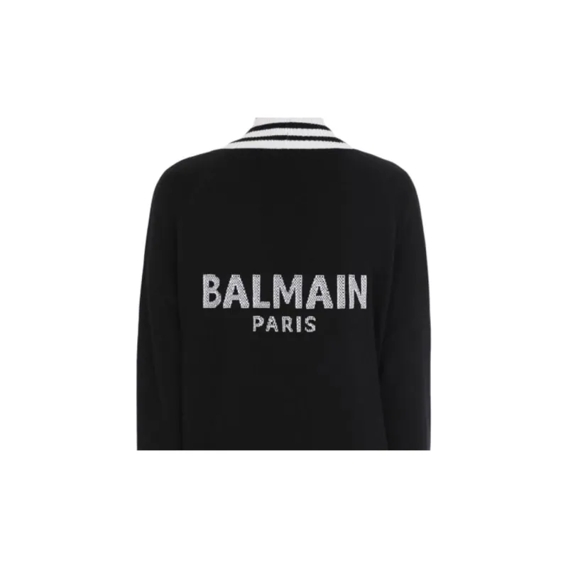 BALMAIN Stripe trim Longline Cardigan-4