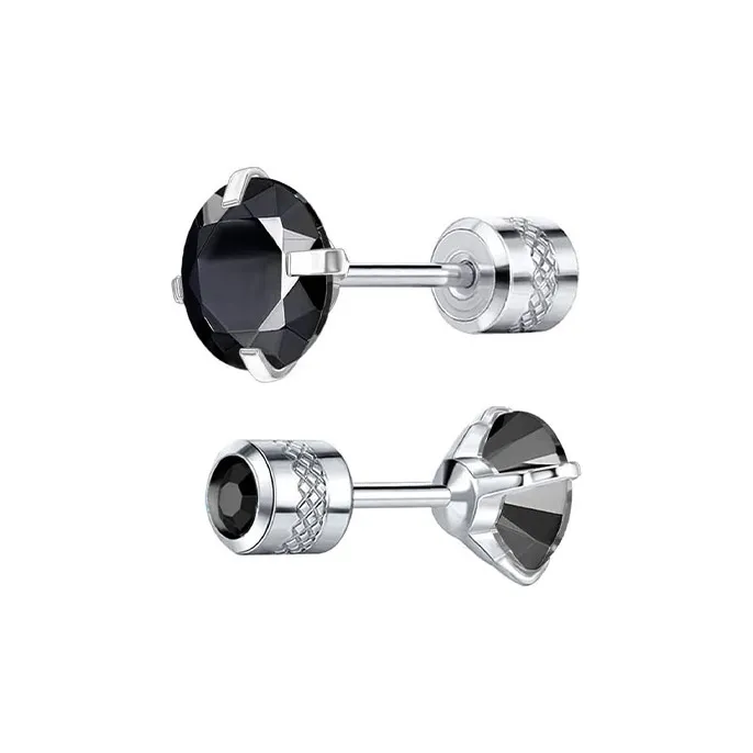 COPI Titanium Steel Combined Into Cubic Zirconia Stud Earrings Unisex-4