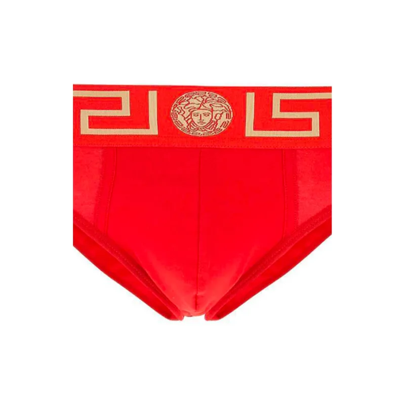 VERSACE Men's Embroidery Briefs Red-4