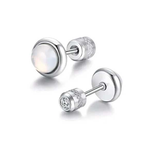 COPI Titanium Steel Combined Into Cubic Zirconia Stud Earrings Unisex-8