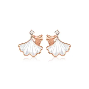 GLOIRE 18K Gold Stud Earrings Women's Rose Gold