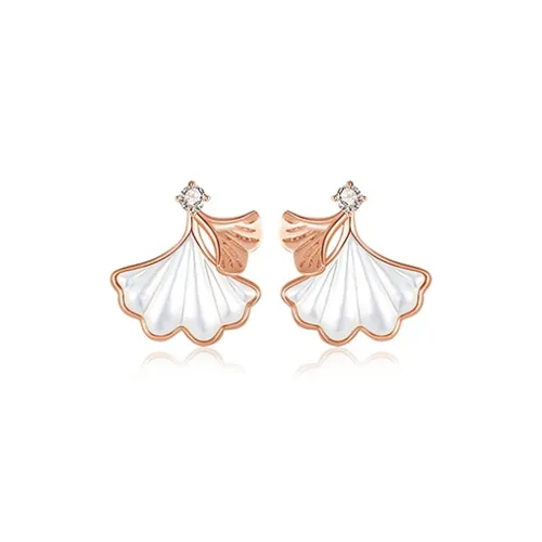 GLOIRE 18K Gold Stud Earrings Women's Rose Gold