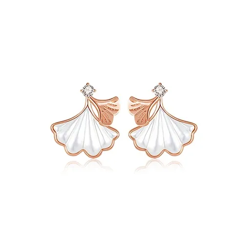 GLOIRE 18K Gold Stud Earrings Women's Rose Gold-0