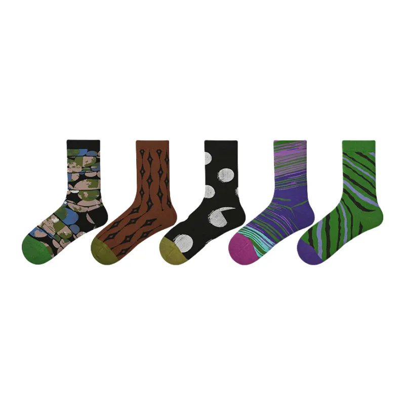 Vine Color Mid Calf Socks Women's 5 Pack-6