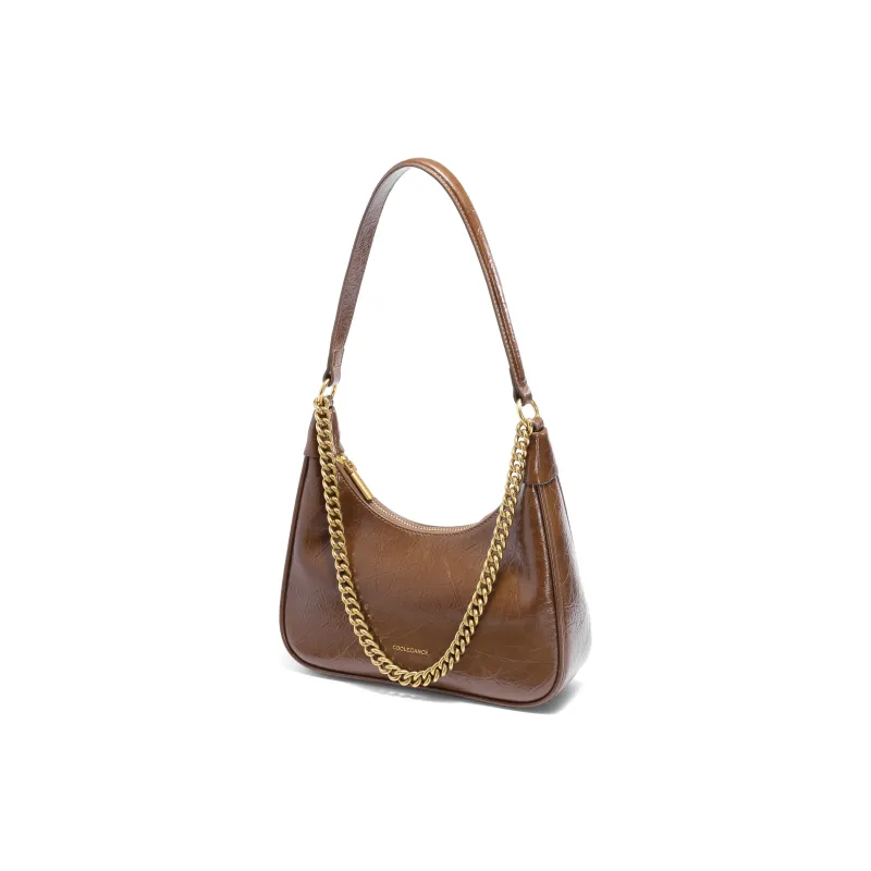 BELLE Artificial Leather Shoulder Bag Medium Size Women's Brown-1