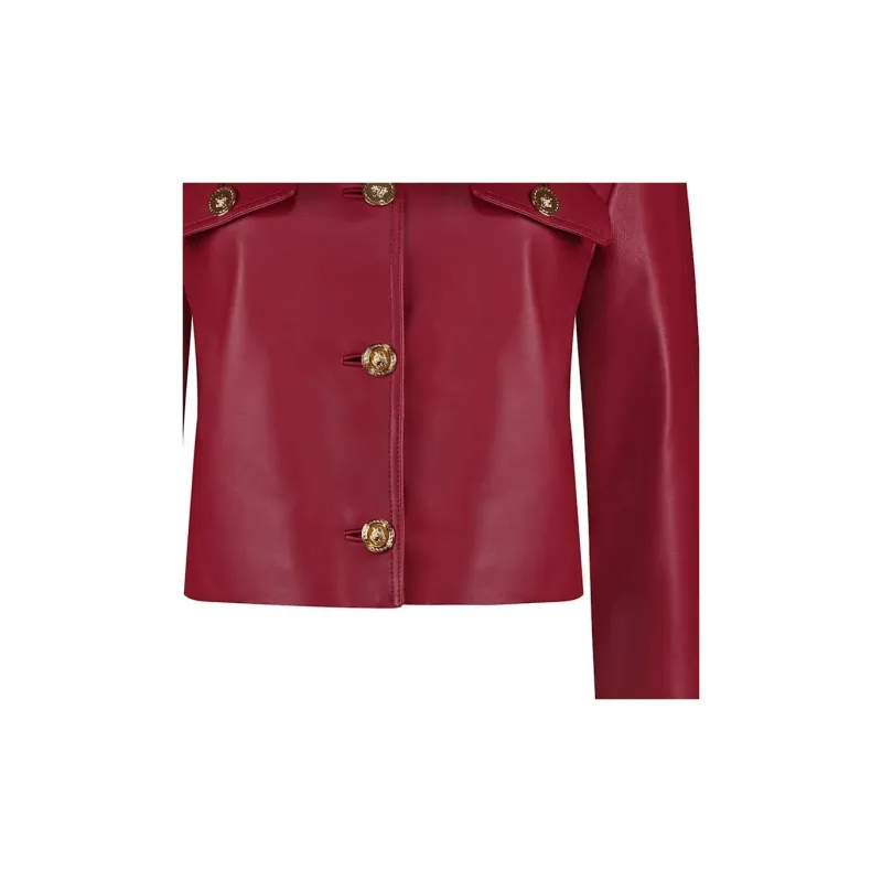VERSACE Button-Up Leather Jacket-3
