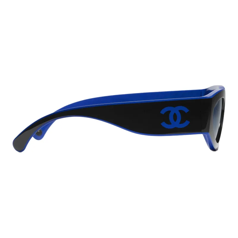 CHANEL Acetate Butterfly Sunglasses Women's Black/Blue-3