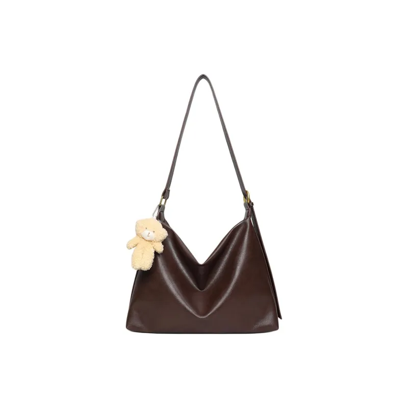 PT'SON Synthetic Leather Tote Bag, Shopping Bag, Crossbody Bag Women's Coffee/Black-1