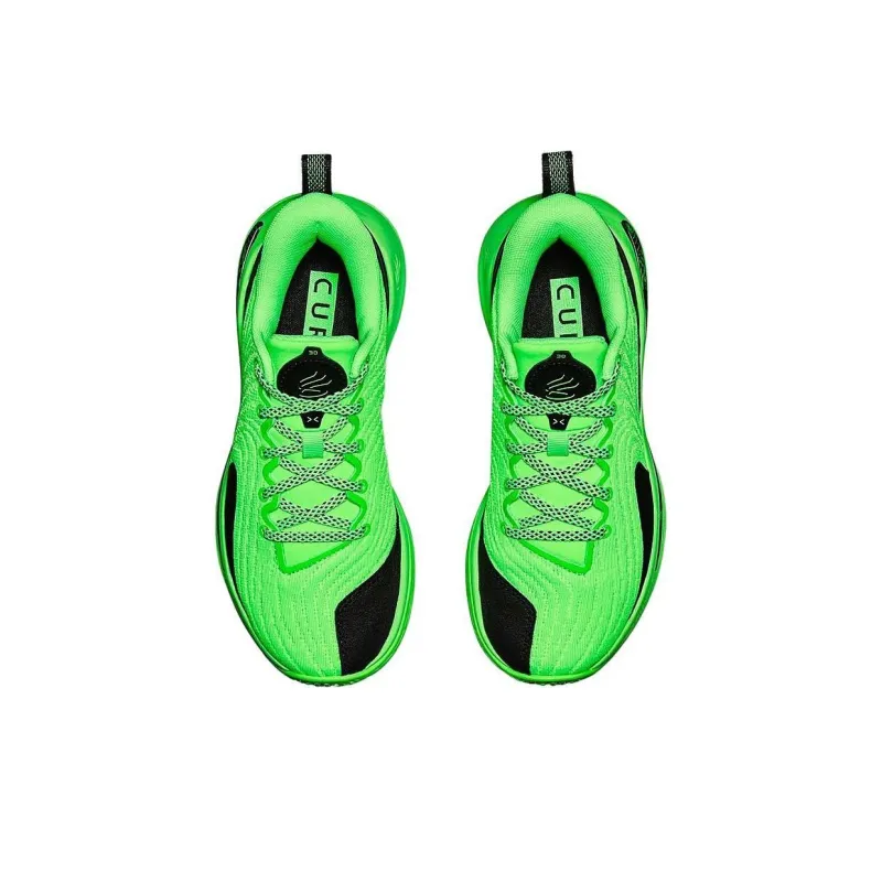 Under Armour Abrasion Resistant Low Top Children's Basketball Shoes Green/Black Unisex-3