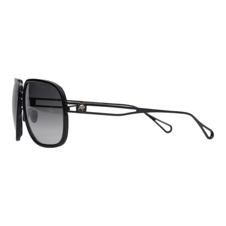STEFANO RICCI Acetate Metal Aviator Sunglasses Men's Black-1