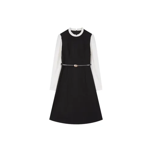 Mo Han Yi Mei Long Sleeved Dress Women's Black & White