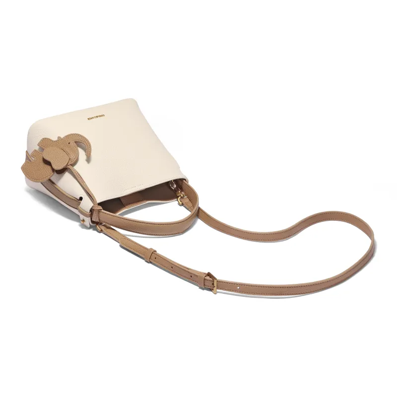 BELLE Cow Leather Bucket Bag, One Shoulder Handbag Medium Size Women's Multicolor-4