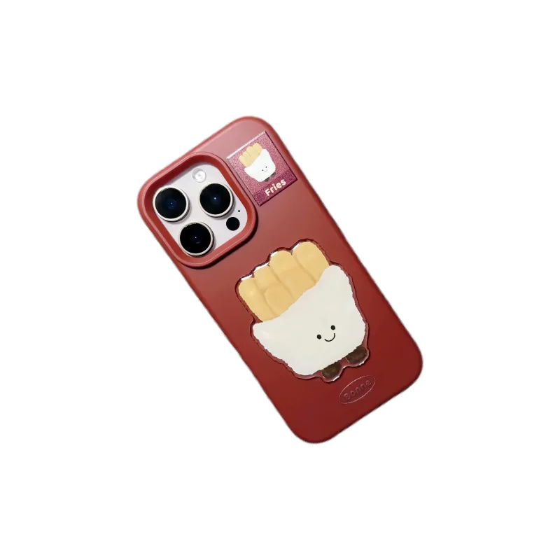 MULEUG TPU Material 3D Effect Air Cushion French Fries Coffee Phone Cases Compatible With IPhone 12/13/14/15/16/PRO/MAX-7