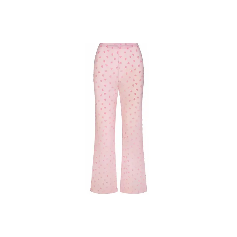 SKIMS Valentine's Day Collection SHEER VELVET STRAIGHT LEG PANT Pajama Pants Women's BABY PINK/Light Pink-0
