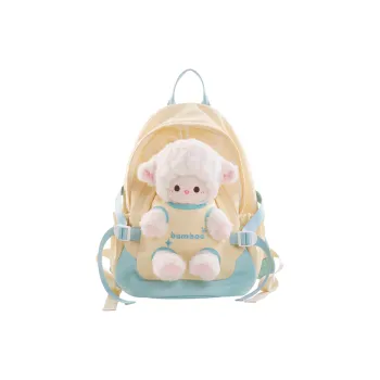 Holding Bamboo Polyester Backpack Women's Yellow/White/Pink Brown