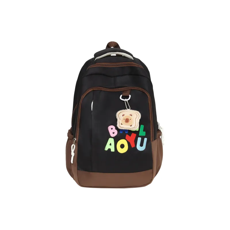 BAODIDAISHU Nylon Backpack Unisex Dark Blue/Yellow Green/Black-16