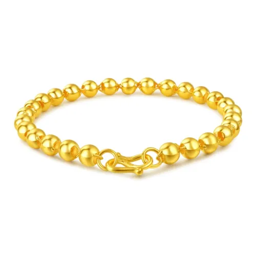 ZXIN JEWELRY Light Bead Fortune Bead Glossy Round Gold Jewelry Solid Gold Priced In Gram Gold Bracelet Women's