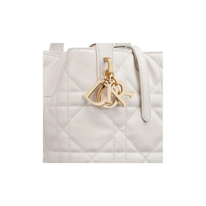 DIOR Toujours Cow Leather Basket Bag, Shoulder Bag, Crossbody Bag, Handbag Trumpets Women's Milk White-5