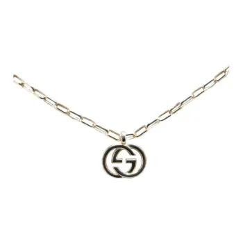GUCCI 20th Century Sterling Silver Interlocking G Pendant Necklace