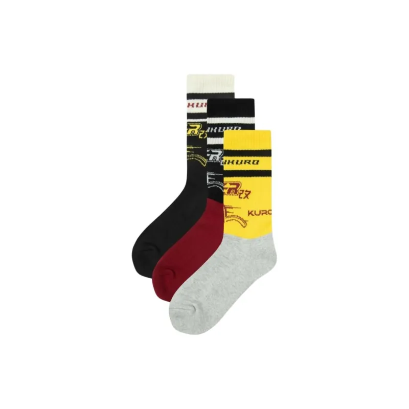 EVISU 2024 Fall Winter Mid Calf Socks Unisex 3 Pack Multicolor-0