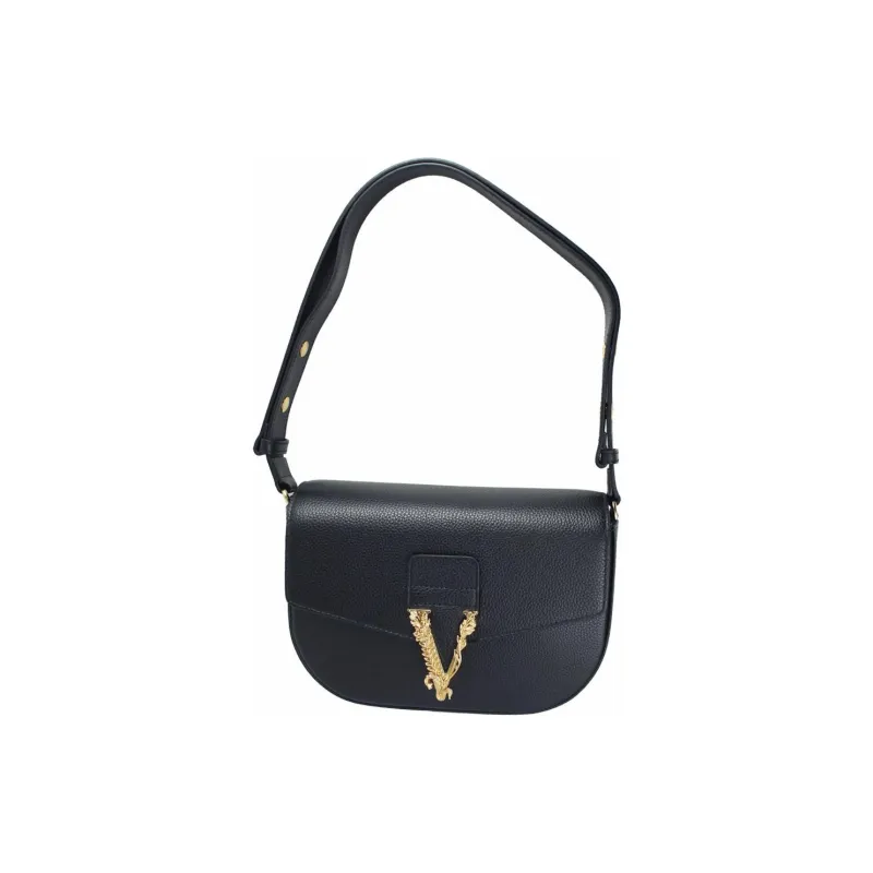 VERSACE Virtus Leather Shoulder Bag Women's Black-1