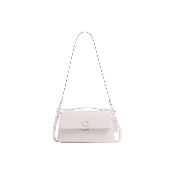COACH Leather One Shoulder Handbag Medium Size Women's White