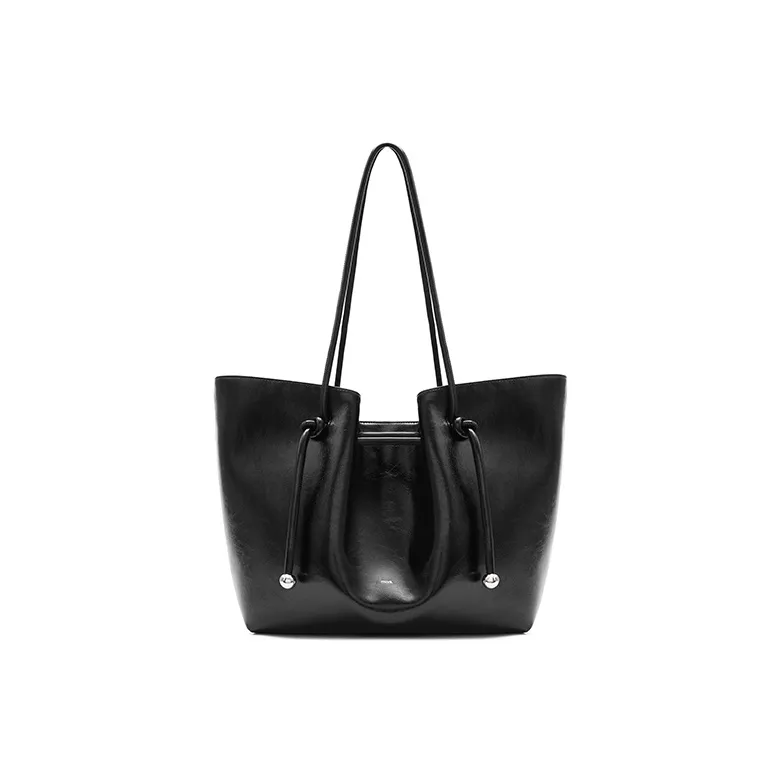 MUVA Polyester Tote Bag Shoulder Bag Large Size Women's Latte Brown/Cherry Red/Twilight Black-7