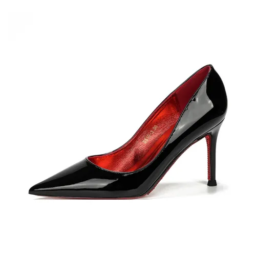KATHRYN WILSON Sexy Red Background Rhinestone Slim Heel High Heels 8cm Women's