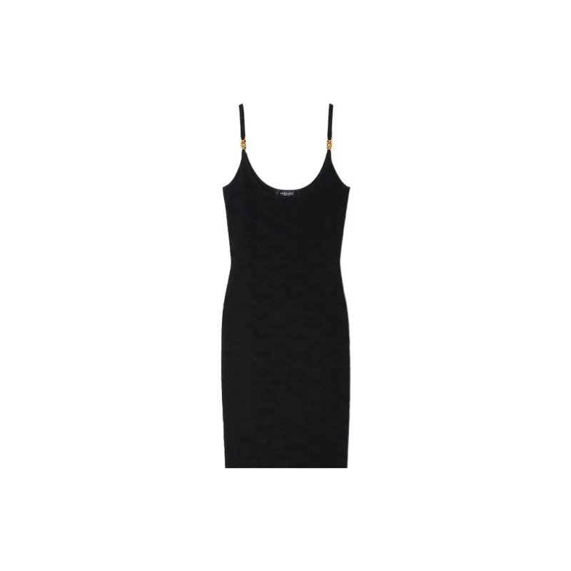 VERSACE La Greca Knit Midi Dress 'Pink'-4