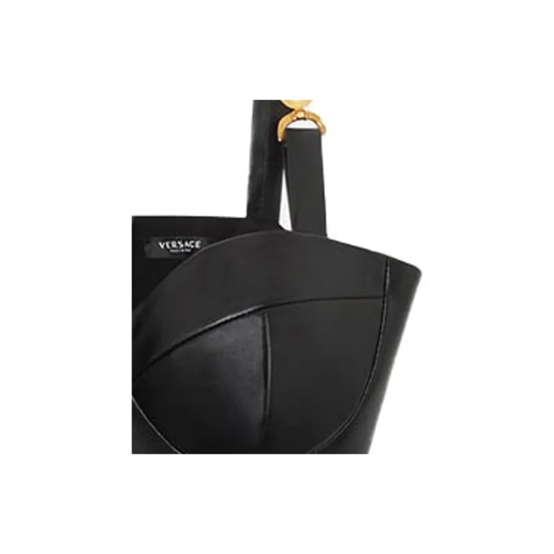 VERSACE Leather Bralette 'Black'-4