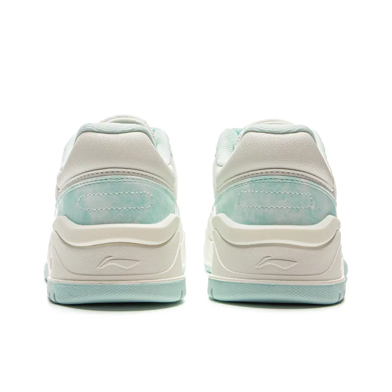 LiNing Moon White 2.0 Slip Resistant Cushioning Wear Resistant Low Top Skateboard Shoes Women's White Blue-5