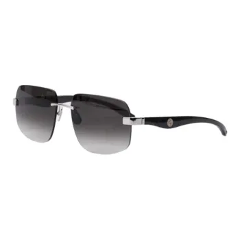 STEFANO RICCI Palladium-Plated Metal Wooden Square Sunglasses Men's Black
