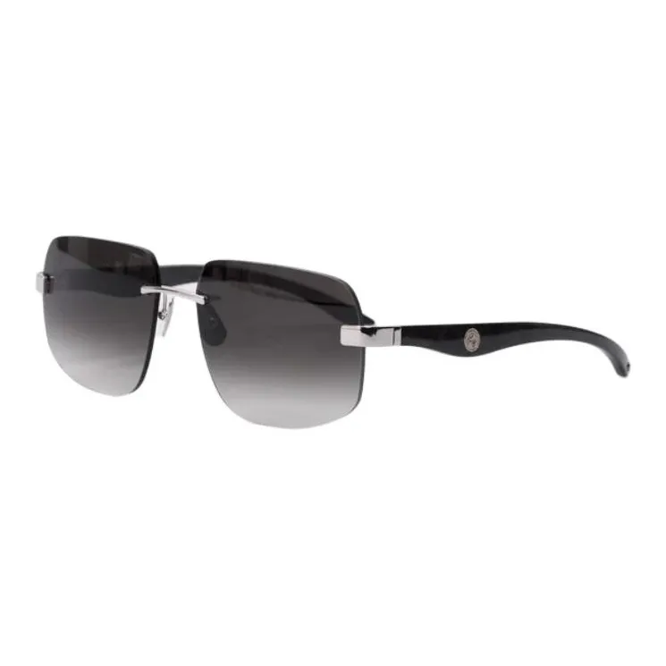 STEFANO RICCI Palladium-Plated Metal Wooden Square Sunglasses Men's Black-0