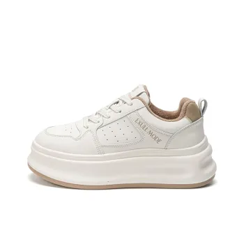 EXULL Q Coverage Cushioning Impact Resistance Height Increasing Low Top Skateboard Shoes Women's Beige Khaki
