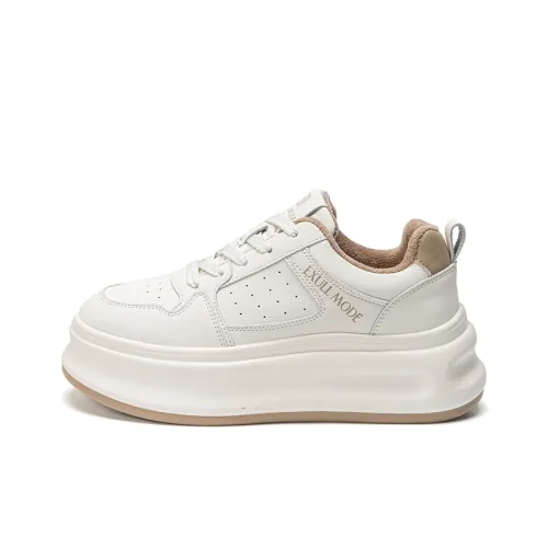 EXULL Q Coverage Cushioning Impact Resistance Height Increasing Low Top Skateboard Shoes Women's Beige Khaki