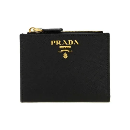 prada logo Cow Leather Wallet Women's Black
