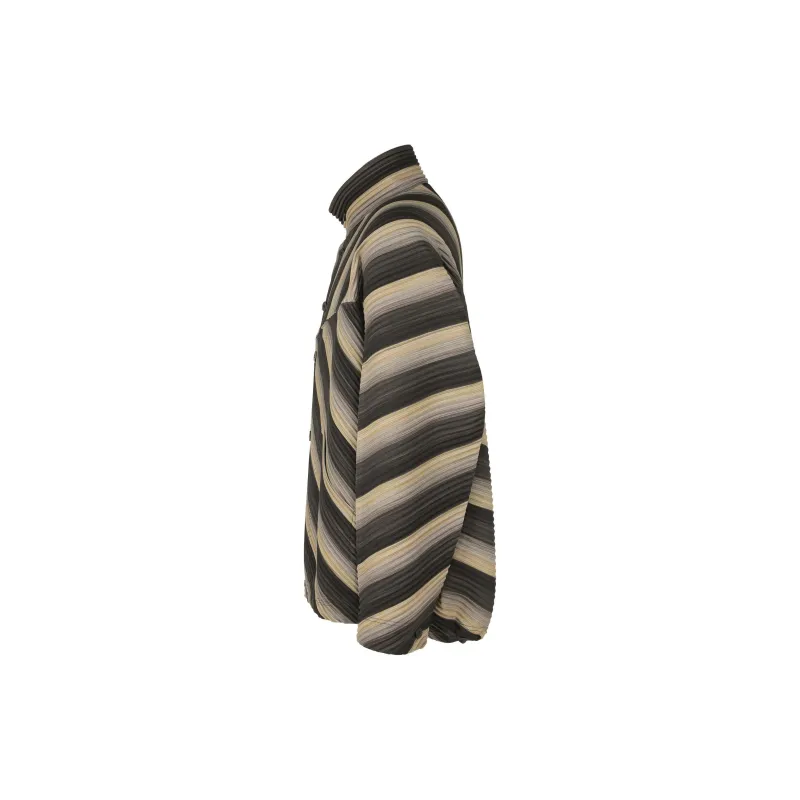 Homme Plissé Issey Miyake Striped Button Up Pleated Jacket-2