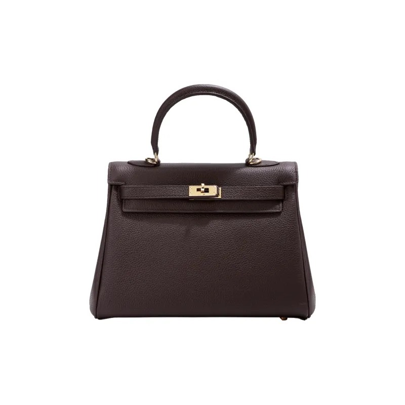 BEMIX PETS Top Grain Cow Leather Kelly Bag Handbags Large Size Women's Ebony-0