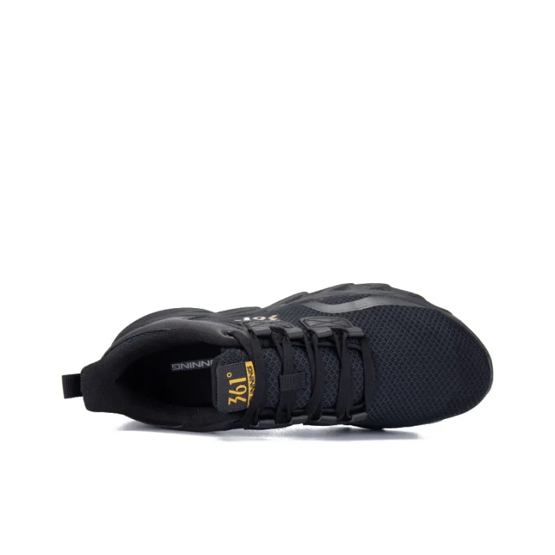 361° Cushioning Wear Resistant Low Top Casual Running Shoes Men's Black Gold-3