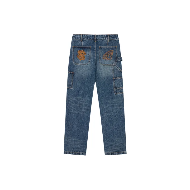 BILLIONAIRE BOYS CLUB Diamond Embroidered Denim Carpenter Jeans-1