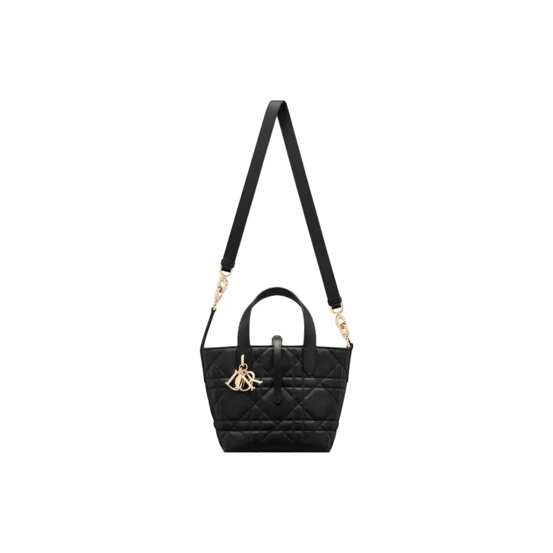 DIOR Toujours Cow Leather Basket Bag, Shoulder Bag, Crossbody Bag, Handbag Small Size Women's Black-4