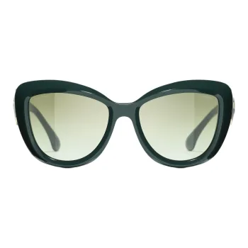 CHANEL Acetate Cat Eye Sunglasses Men's Green