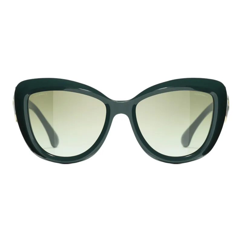 CHANEL Acetate Cat Eye Sunglasses Men's Green-0