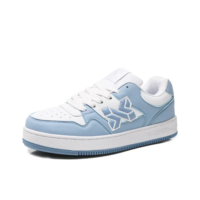 DEFINEX Skateboard Shoes Unisex Low Top White/Blue/Brown-2