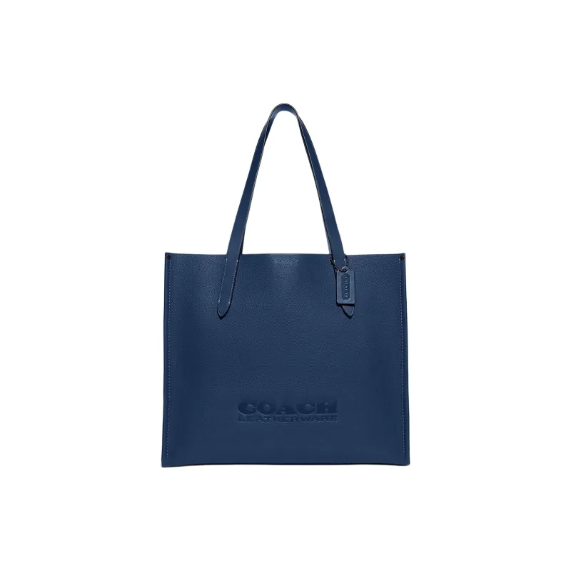 COACH Relay Polished Pebble Leather Tote Bag, Shopping Bag, Shoulder Bag Tubas Women's Dark Blue-0