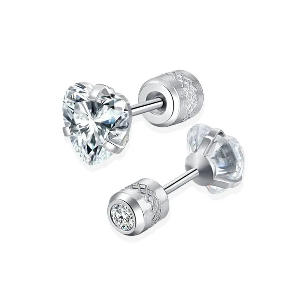 COPI Titanium Steel Combined Into Cubic Zirconia Stud Earrings Unisex-6