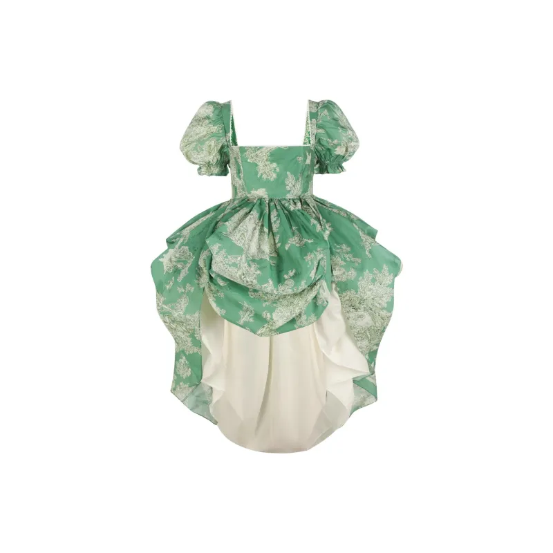 Selkie Collection FW24 Short Sleeved Dresses Women's CEDAR TOILE Green Pastoral Lifestyle Print-1