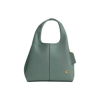 COACH Lana Polished Litchi Grain Leather One Shoulder Handbag Medium Size Women's Sage Green