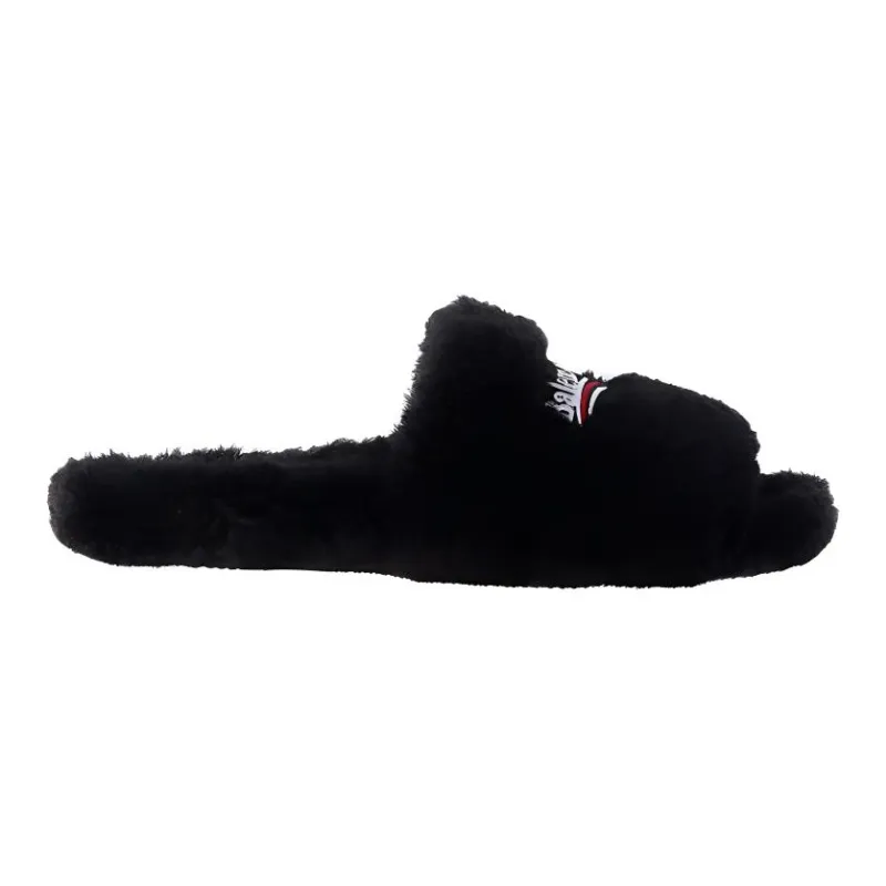Balenciaga Furry Slippers / Home Slippers Black-1