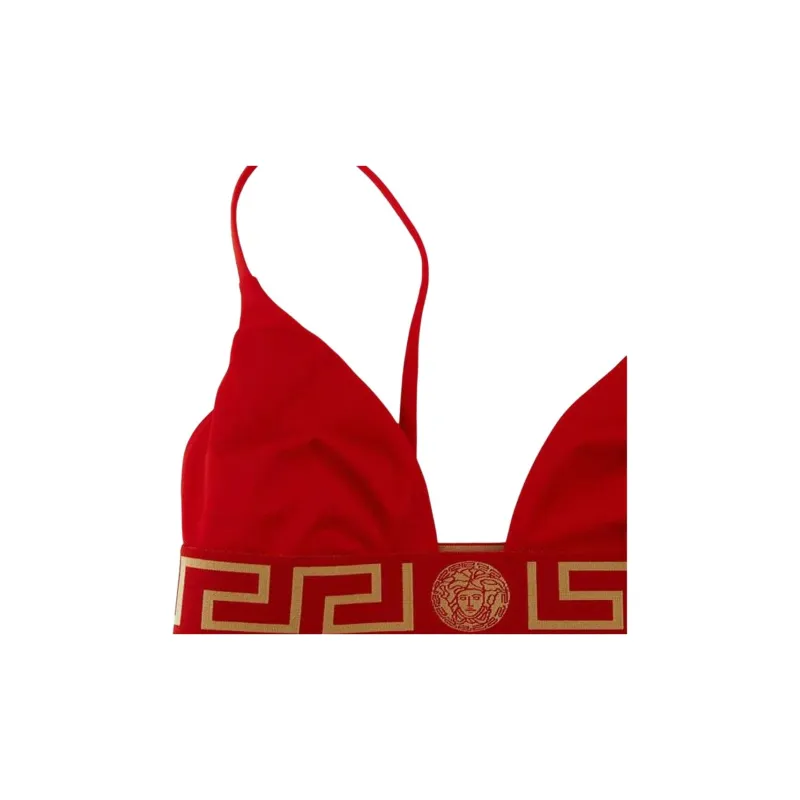 VERSACE Greca Border Bikini Top 'Red'-2
